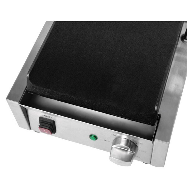 Contact-/Paninigrill | Enkel | Glad Oppervlak 210x226 (Gietijzer) | 100°C/300°C | 1.5kW (230V) | 290x395x210(h)mm