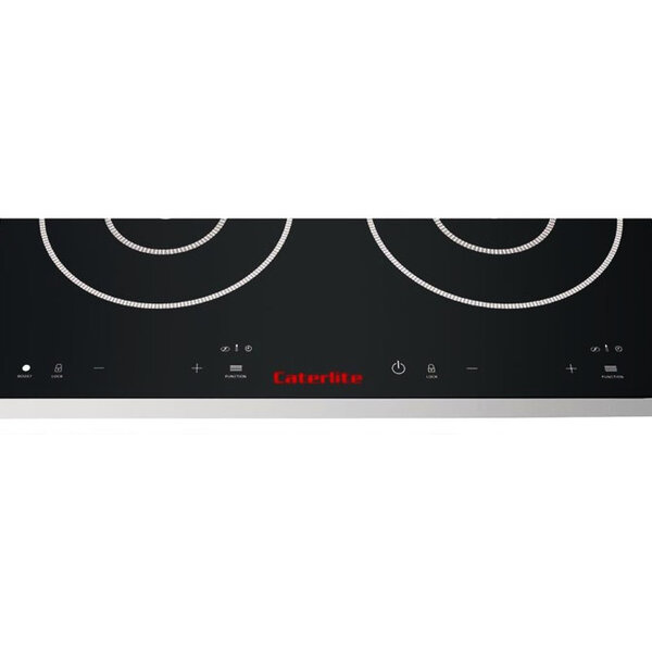 Inductiekookplaat | 2 Kookpunten | 60°C/240°C | 3kW (230V) | Touchbediening | 608x370x56(h)mm