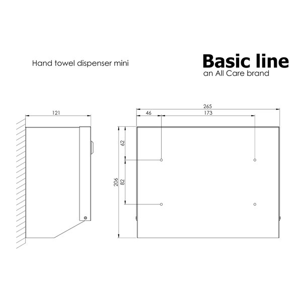Handdoekdispenser | BasicLine | RVS | Papieren Handdoeken | Wandmontage | 265x121x206(h)mm