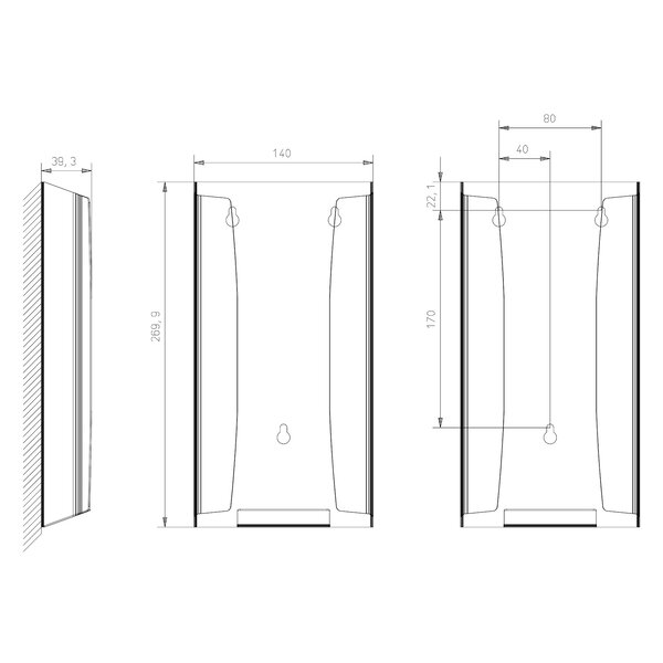 Hygiënezakjesdispenser | WINGS | RVS | Wandmontage | Anti-Fingerprint | 140x39x271(h)mm