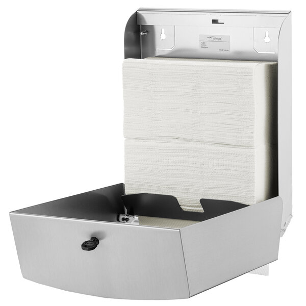 Handdoekdispenser | WINGS | RVS | Papieren Handdoeken | Wandmontage | Anti-Fingerprint | 300x139x403(h)mm