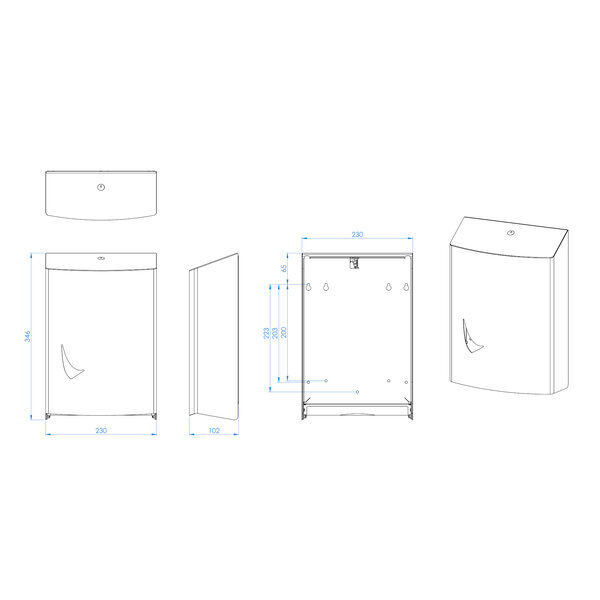 Handdoekdispenser | WINGS | RVS | Multifold Handdoeken | Wandmontage | Anti-Fingerprint | 230x102x346(h)mm