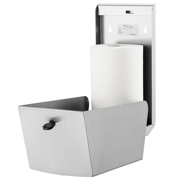 Centerfeeddispenser | WINGS | RVS | Mini-Rol (Ø150mm) | Wandmontage | Anti-Fingerprint | 165x165x346(h)mm