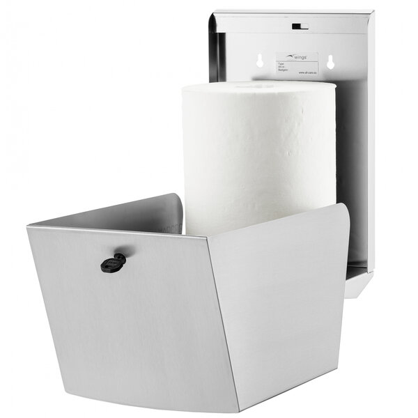Centerfeeddispenser | WINGS | RVS | Midi-Rol (Ø220mm) | Wandmontage | Anti-Fingerprint | 230x230x370(h)mm