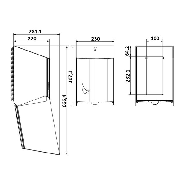 Centerfeeddispenser | WINGS | RVS | Midi-Rol (Ø220mm) | Wandmontage | Anti-Fingerprint | 230x230x370(h)mm