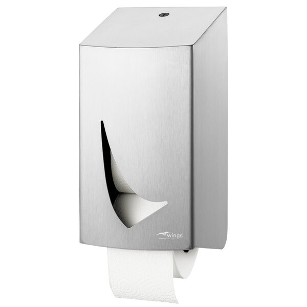 Toiletrolhouder | WINGS | RVS | 2 Rollen (Auto-Wisseling) | Wandmontage | Anti-Fingerprint | 165x165x346(h)mm