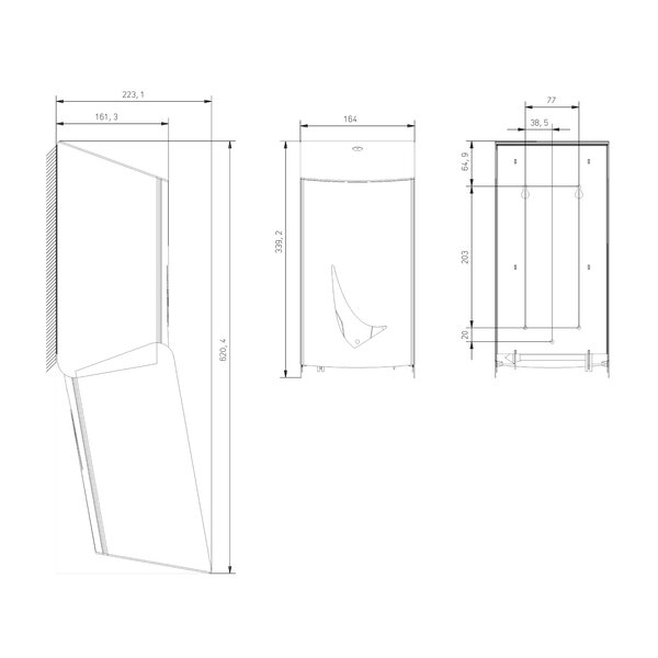 Toiletrolhouder | WINGS | RVS | 2 Rollen (Auto-Wisseling) | Wandmontage | Anti-Fingerprint | 165x165x346(h)mm