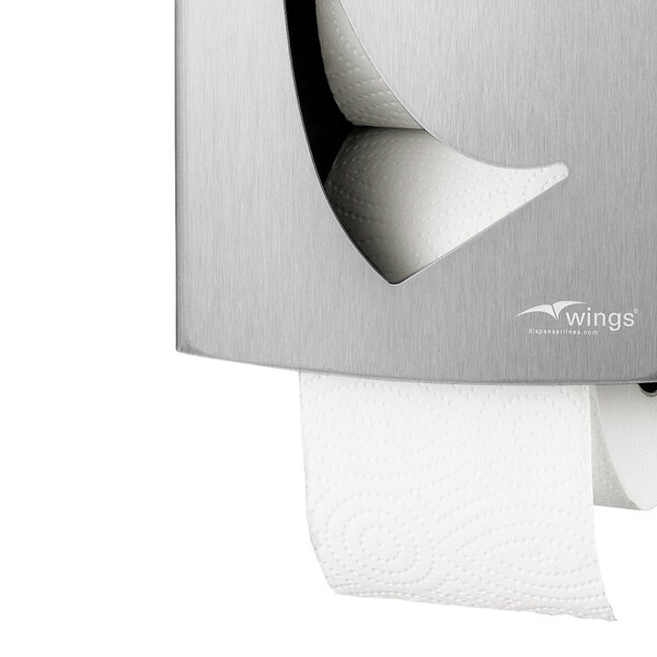 Toiletrolhouder | WINGS | RVS | 2 Rollen (Auto-Wisseling) | Wandmontage | Anti-Fingerprint | 165x165x346(h)mm