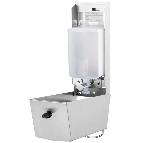 Desinfectiedispenser | WINGS | RVS | Dunne Alcohol (900ml) | Dosering 0.5ml | Wandmontage | Anti-Fingerprint | 108x118x290(h)mm