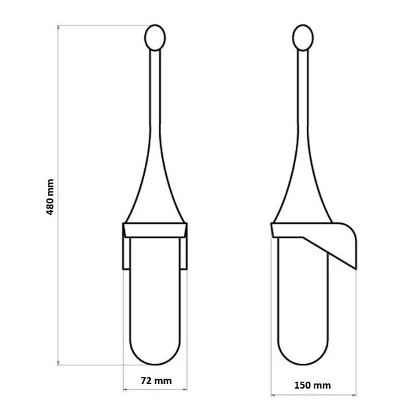 Toiletborstelhouder | PlastiQline | Kunststof | Incl. Borstel | 72x150x480(h)mm