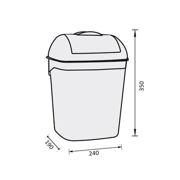 Wandafvalbak | PlastiQline | Kunststof (Wit) | 8L | Inworpvak | 240x190x350(h)mm