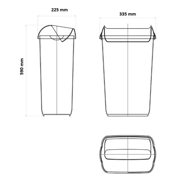 Afvalbak | PlastiQline | Kunststof (Wit) | 23L | Open | 335x225x590(h)mm