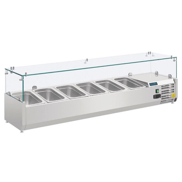Opzetkoelvitrine | 6x 1/4 GN | +2°C/+8°C | 1400x330x435(h)mm