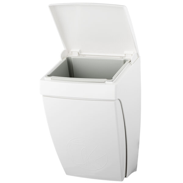 Wandafvalbak | PlastiQline | Kunststof (Wit) | 8L | Klapdeksel (Kniebediening) | 220x220x360(h)mm
