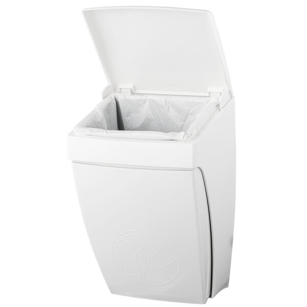 Wandafvalbak | PlastiQline | Kunststof (Wit) | 8L | Klapdeksel (Kniebediening) | 220x220x360(h)mm