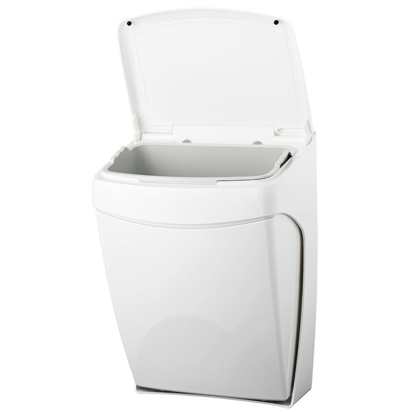 Wandafvalbak | PlastiQline | Kunststof (Wit) | 20L | Klapdeksel (Kniebediening) | 350x250x520(h)mm