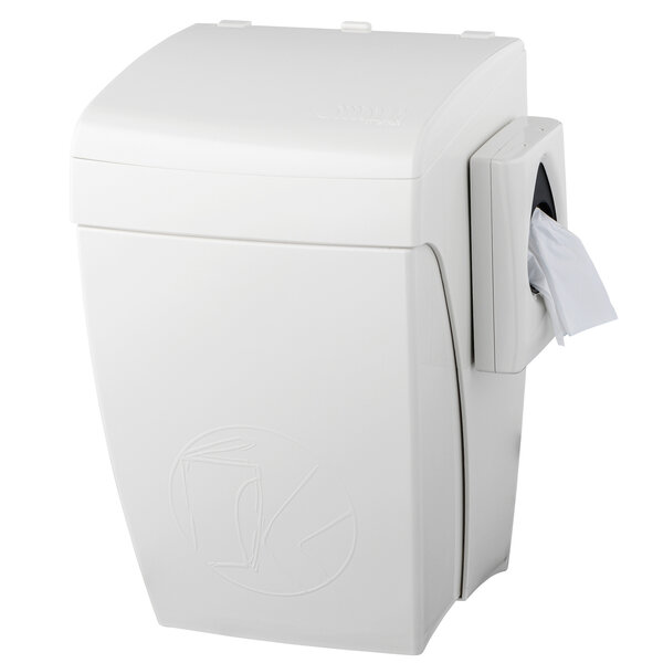 Wandafvalbak + Hygiënezakjesdispenser | PlastiQline | Kunststof (Wit) | 8L | Klapdeksel (Kniebediening) | 253x220x360(h)mm