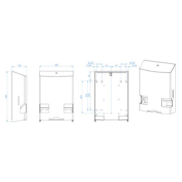 Dameshygiënedispenser | MediQo-Line | RVS | Maandverband + Tampons | Wandmontage | 230x102x346(h)mm