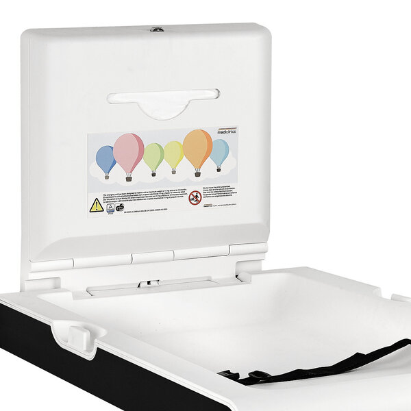 Babyverschoontafel | mediclinics | ZWART | Opklapbaar (Verticaal) | Antibacterieel | Conform NEN-EN | 550x100/890x480(h)mm