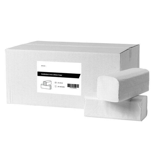 Z-Gevouwen Handdoeken | FSC-Cellulose (2-Laags) | Wit | 160 Vel/Pak | 20 Pakken | 210x240mm