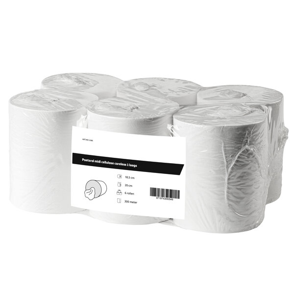 Centerfeedrollen (Midi) | FSC-Cellulose (1-Laags) | Wit | 300m/Rol | 6 Rollen | Ø185x200(h)mm