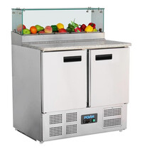 Polar Pizzawerkbank | 257L | 2 Deuren (1/1 GN) | Boven 5x 1/6 GN | +2°C/+8°C | Geventileerd | 0.16kW | 903x700x880/1180(h)mm 