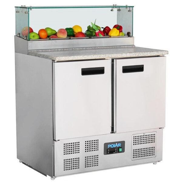 Pizzawerkbank | 257L | 2 Deuren (1/1 GN) | Boven 5x 1/6 GN | +2°C/+8°C | Geventileerd | 0.16kW | 903x700x880/1180(h)mm