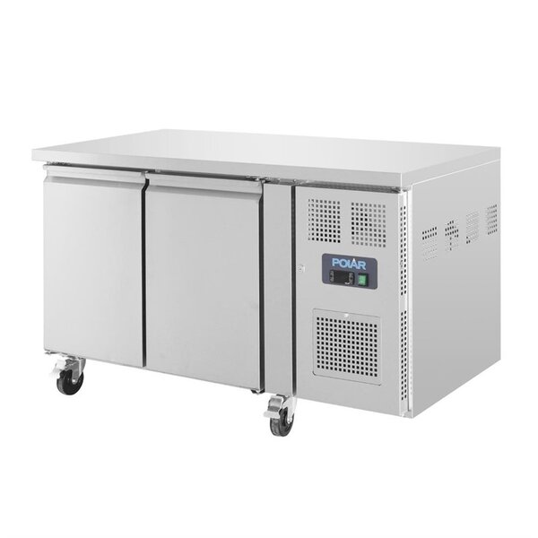 U serie RVS vrieswerkbank 2-deurs op wielen | 282L | 1/1 GN | 1360x700x860(h)mm