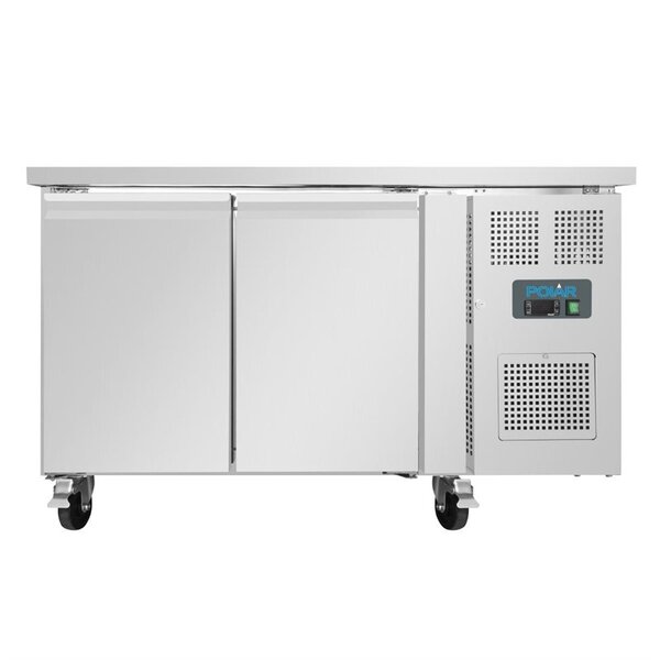 U serie RVS vrieswerkbank 2-deurs op wielen | 282L | 1/1 GN | 1360x700x860(h)mm