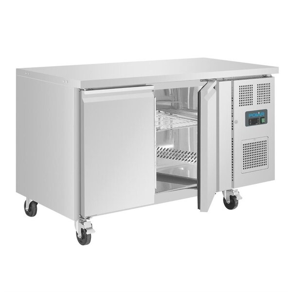 U serie RVS vrieswerkbank 2-deurs op wielen | 282L | 1/1 GN | 1360x700x860(h)mm