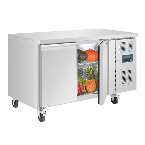 U serie RVS vrieswerkbank 2-deurs op wielen | 282L | 1/1 GN | 1360x700x860(h)mm