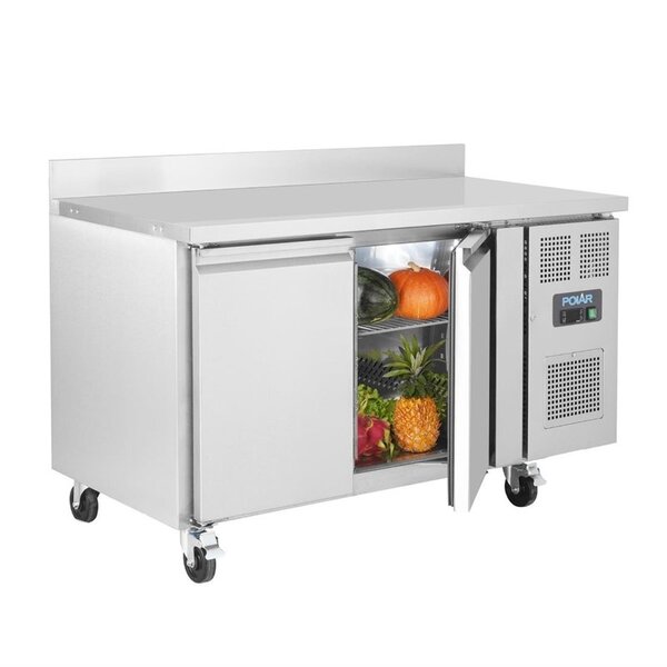 U serie RVS vrieswerkbank 2-deurs | 282L | Met achteropstand | 1/1GN | 1360x700x960(h)mm