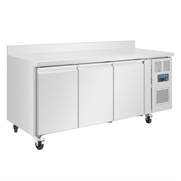 U serie RVS vrieswerkbank 3-deurs op wielen | 417L | Met achteropstand | 1795x700x960(h)mm