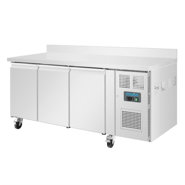U serie RVS vrieswerkbank 3-deurs op wielen | 417L | Met achteropstand | 1795x700x960(h)mm