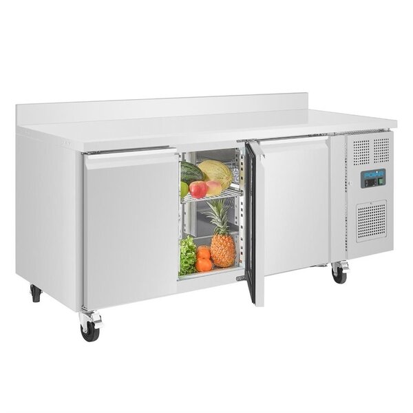 U serie RVS vrieswerkbank 3-deurs op wielen | 417L | Met achteropstand | 1795x700x960(h)mm