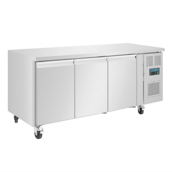 U serie RVS vrieswerkbank 3-deurs op wielen | 1/1GN | 1795x700x860(h)mm