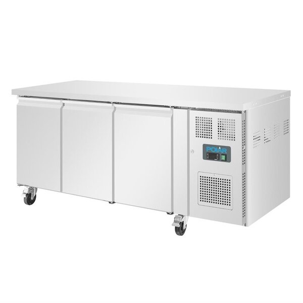 U serie RVS vrieswerkbank 3-deurs op wielen | 1/1GN | 1795x700x860(h)mm