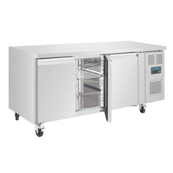U serie RVS vrieswerkbank 3-deurs op wielen | 1/1GN | 1795x700x860(h)mm
