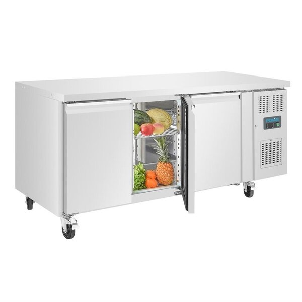 U serie RVS vrieswerkbank 3-deurs op wielen | 1/1GN | 1795x700x860(h)mm