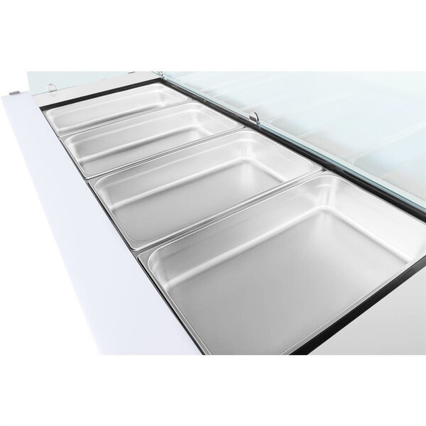 Saladette | 616L | 4 Deuren (1/1 GN) | Boven 4x 1/1 GN | -2°C/+8°C | Geforceerd | Glasopzet + Snijblad | Wielen (Geremd) | 2230x700x850/1360(h)mm
