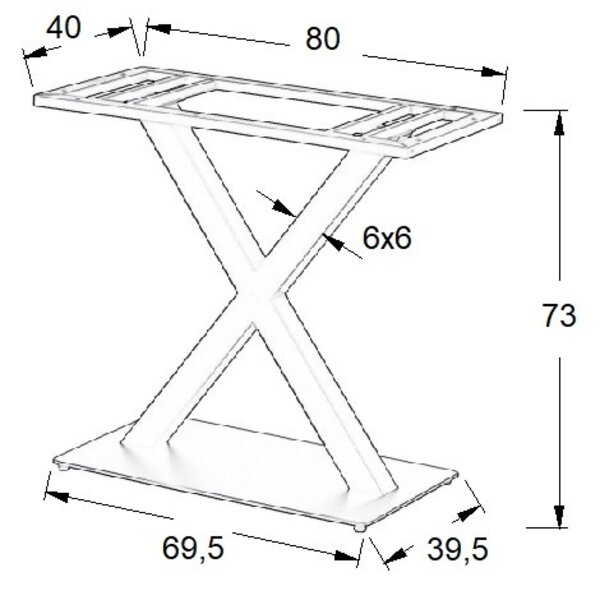 Tafelonderstel | FORMA | RVS | Geborsteld | Indoor | 695x395x730(h)mm