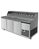 IZMAK Pizzawerkbank | 1000L | 4 Deuren (EN600x400) | Boven 13x 1/4 GN | 0°C/+10°C | Geventileerd | Wielen (Geremd) | 2500x800x850/1150(h)mm 