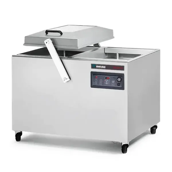Vacumeermachine | FALCON | Seallengte 4x 550mm (Voor/Achter) | Sealkamers 2x 550x700x235mm | Sealtijd 15-40sec | Wielen (Geremd) | 1260x1020x1185(h)mm
