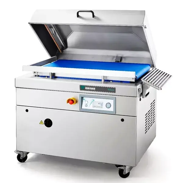 Vacumeermachine | TITAAN | Volautomatisch | Seallengte 1050/620mm (Voor/Links) | Sealkamer 1050x620x190mm | Sealtijd 15-45sec | Wielen (Geremd) | 1200x947x1150(h)mm