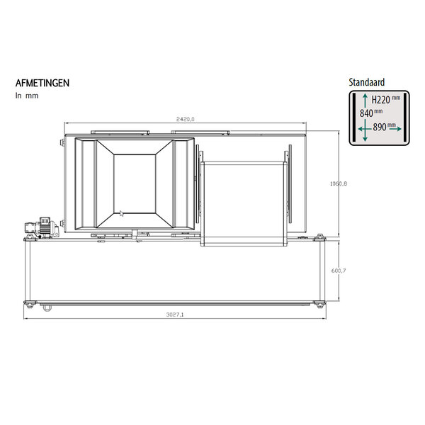 Vacumeermachine | TITAAN | Volautomatisch | Seallengte 4x 840mm (L/R) | Sealkamers 2x 890x840x220mm | Sealtijd 30-50sec | Wielen (Geremd) | 2420x1061x1150(h)mm