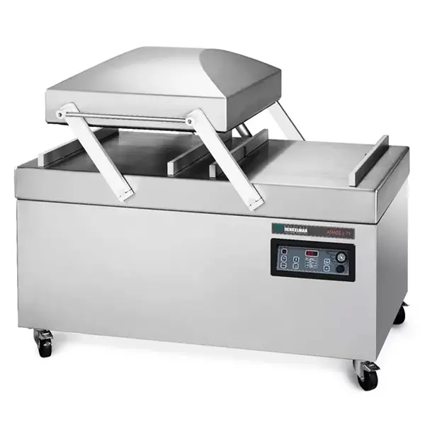 Vacumeermachine | ATMOZ | Diverse Sealconfiguraties | Sealkamers 2x 550x880x280mm | Sealtijd 15-40sec | Wielen (Geremd) | 1545x1210x1105(h)mm