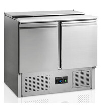 Tefcold Saladette | 260L | 2 Deuren (1/1 GN) | Boven 2x 1/1 GN + 2x 1/4 GN | +2°C/+10°C | Statisch + Ventilator | Schuif-/Klapdeksel + Snijblad | 900x700x877(h)mm 