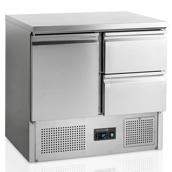 Koelwerkbank | 260L | 1 Deur + 2 Laden (1/1 GN) | +2°C/+10°C | Statisch + Ventilator | 900x700x877(h)mm