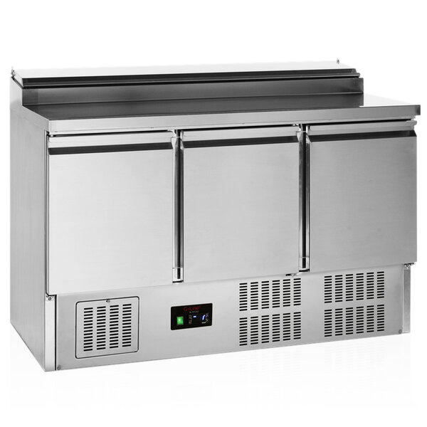 Saladette | G-LINE | 348L | 3 Deuren (1/1 GN) | Boven 8x 1/6 GN | +2°C/+10°C | Statisch + Ventilator | Klapdeksel | 1365x700x850/950(h)mm