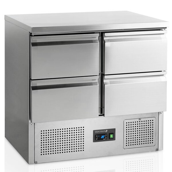 Koelwerkbank | 260L | 4 Laden (1/1 GN) | +2°C/+10°C | Statisch + Ventilator | 900x700x877(h)mm